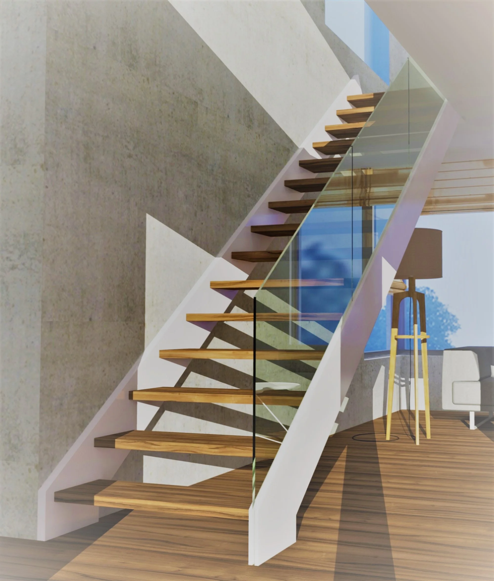 Schody drewniano-metalowe - realizacja Stolarnii Zygadlik